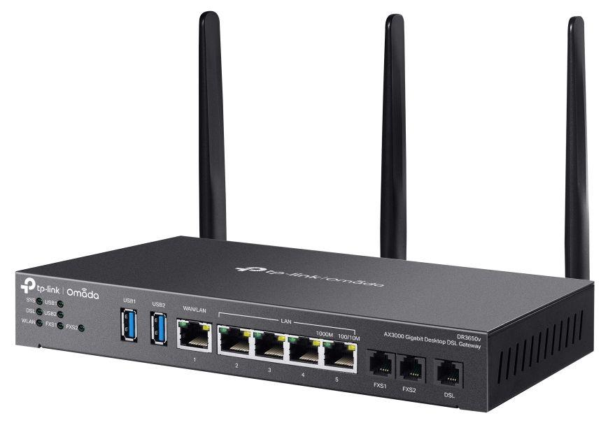 Gateway DSL TP-LINK Omada DR3220v-4G V1 (2402 Mbit/s - Dual-band, 2,4 GHz / 5 GHz - Gigabit Ethernet - Preto) — miniatura 2