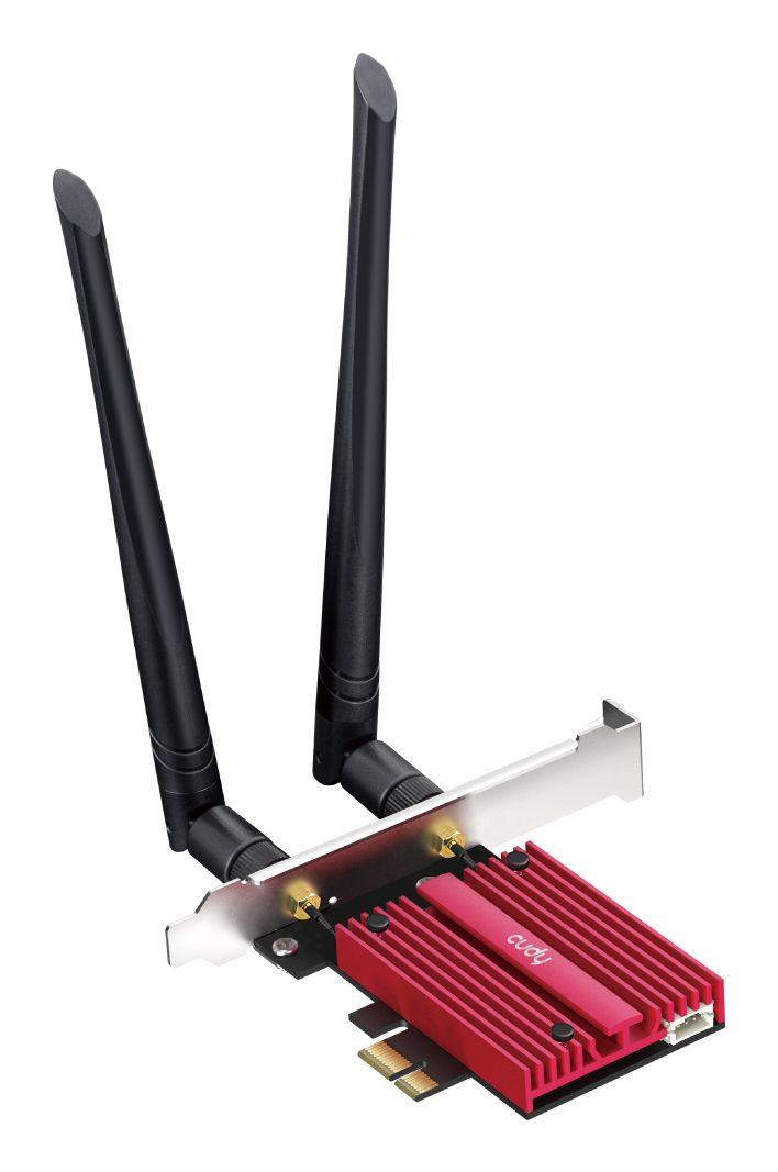 Adaptador de Rede PCIe CUDY WE9300 (Wi-Fi 7 - 5765 Mbit/s - PCI Express - Preto/Vermelho), miniatura 2