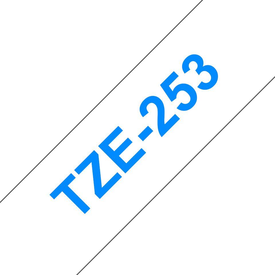Fita de Impressão BROTHER TZe-253 (Azul sobre Branco)