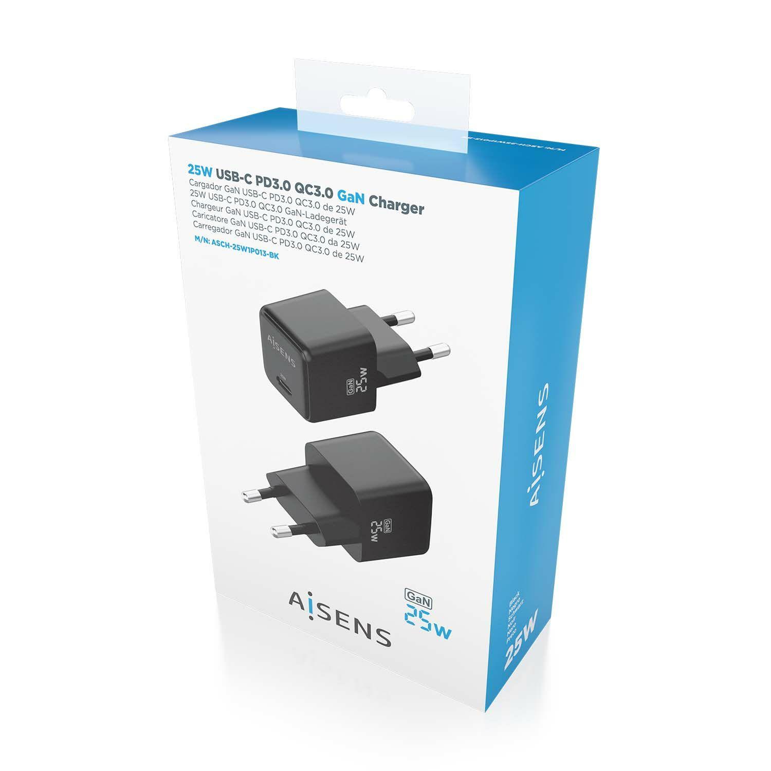 Carregador de Dispositivos Móveis AISENS ASCH-25W1P013-BK (25 W - Preto), miniatura 6