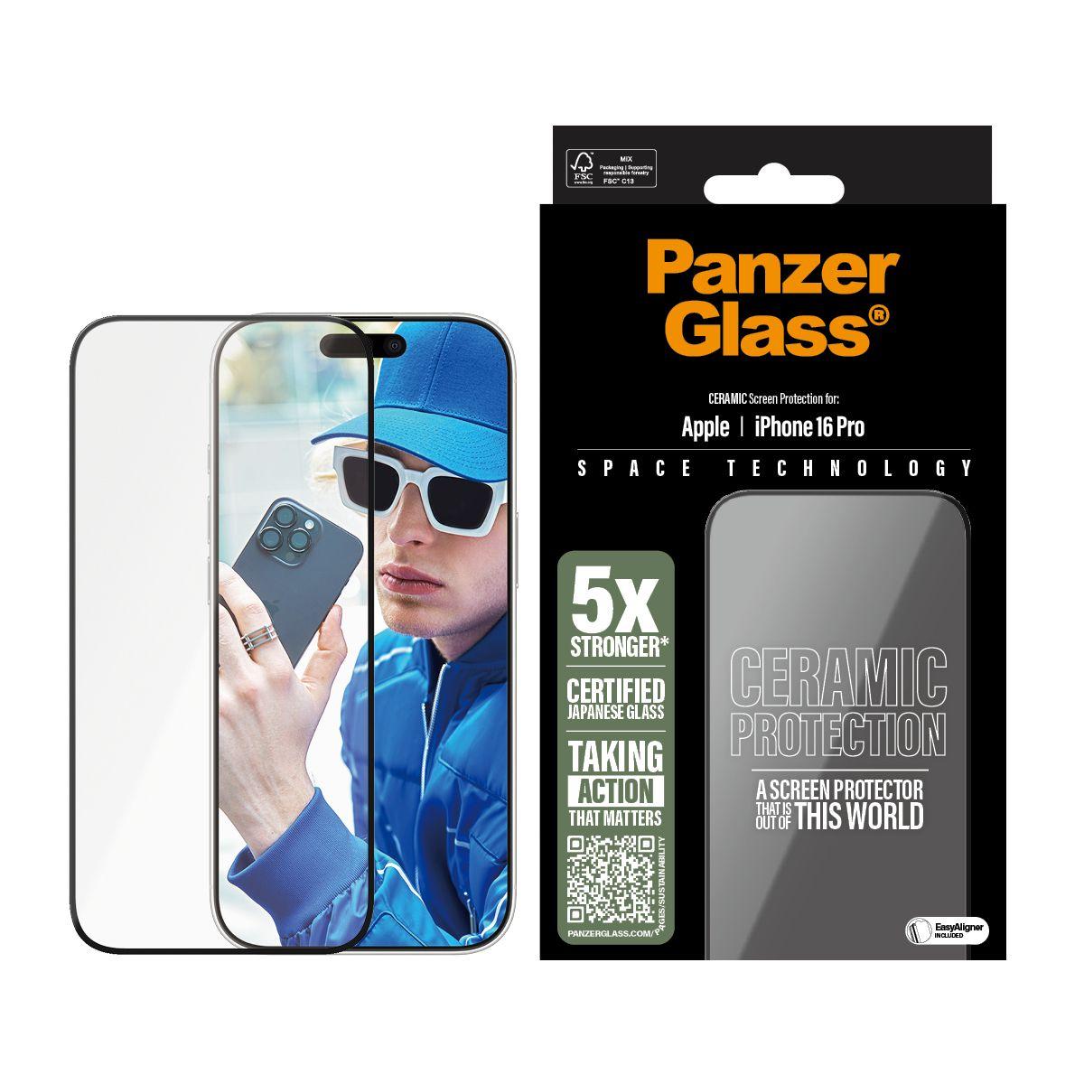 Proteção de Ecrã PANZERGLASS Ceramic iPhone 16 Pro UWF (Apple iPhone 16 Pro - Apple - Transparente), miniatura 2