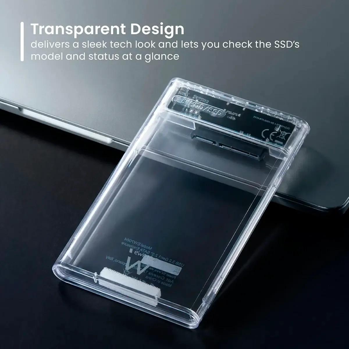 Caixa Externa para HDD/SSD SATA EWENT EW7064 (2,5" - Transparente), miniatura 3
