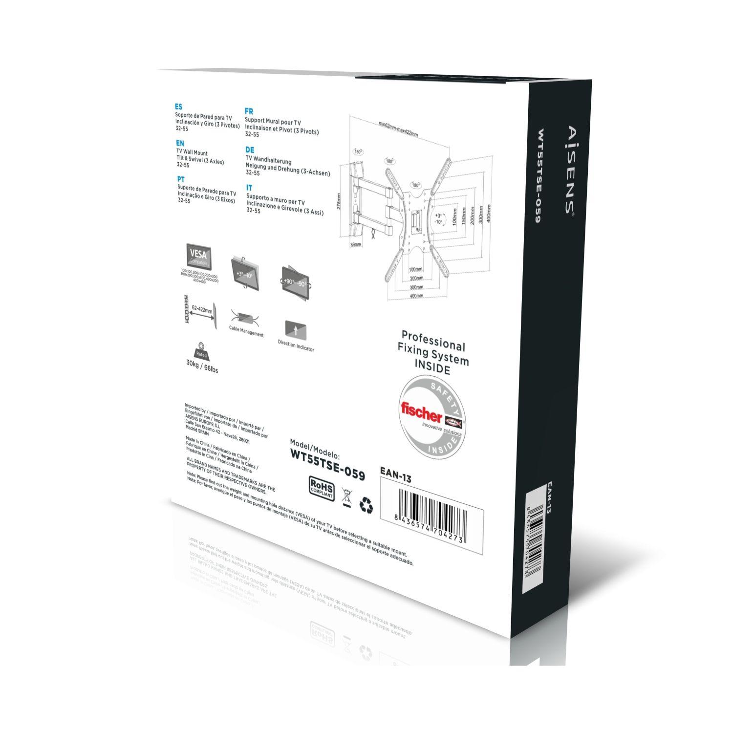 Suporte de Parede para TV e Monitor AISENS WT55TSE-059 (32-55" - 30 kg - Preto), miniatura 8