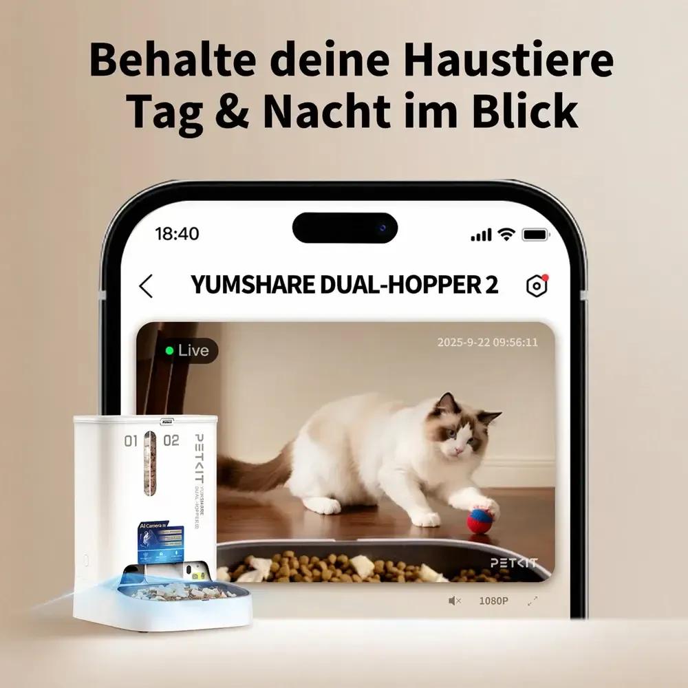 Comedouro PETKIT YumShare Dual-Hopper 2 (Branco) — miniatura 3