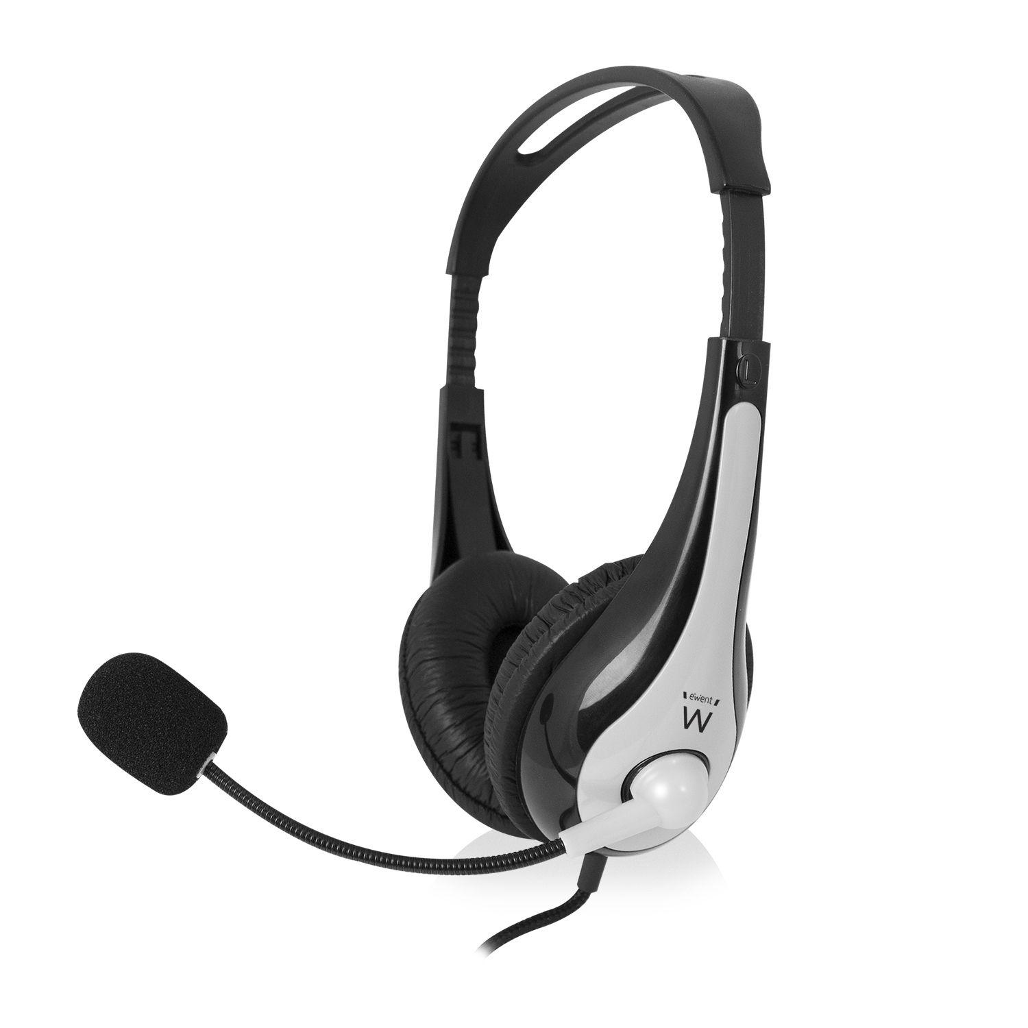 Headset EWENT EW3565 (Preto e Branco)