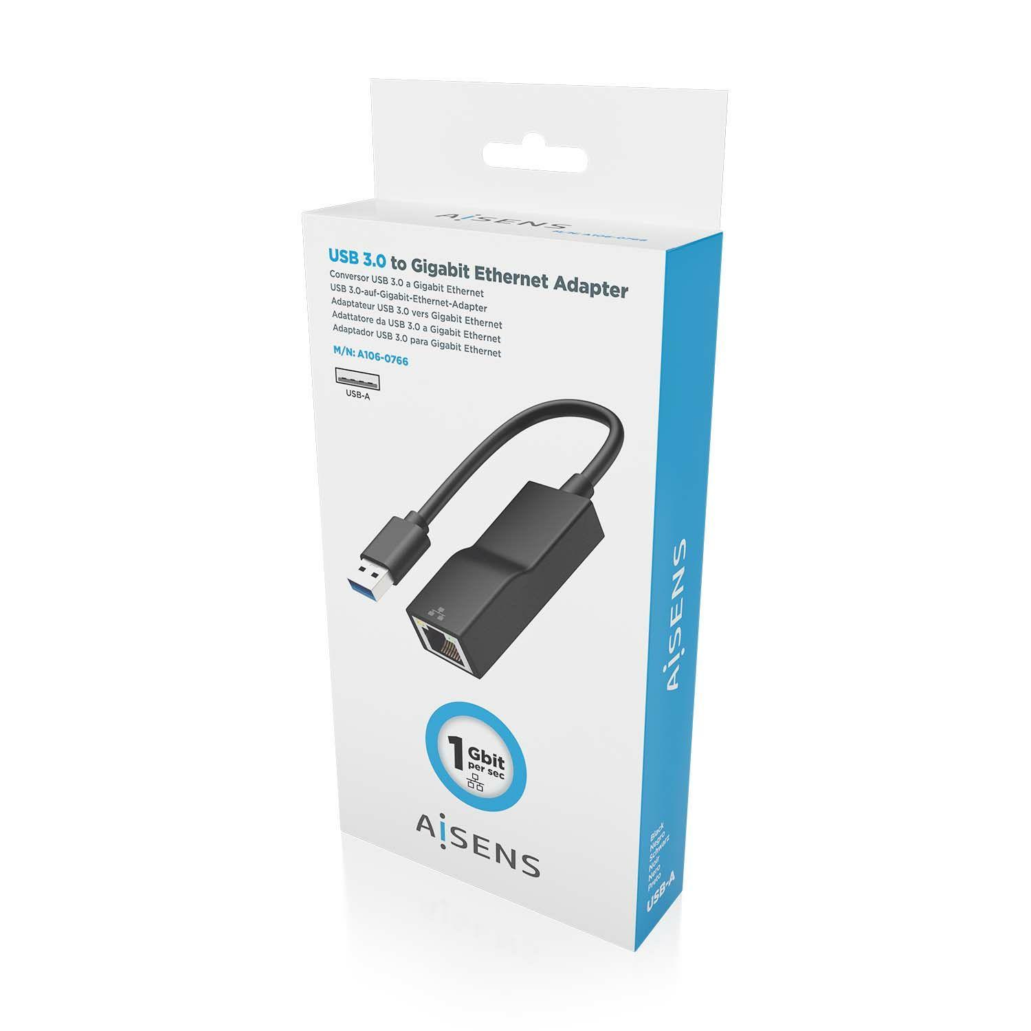 Adaptador de Rede USB AISENS A106-0766 (USB - 1000 Mbit/s - Preto), miniatura 6