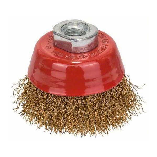 Escova Copo para Rebarbadora BOSCH 1608614020 (Latão - 7 cm - Vermelho e Prateado)
