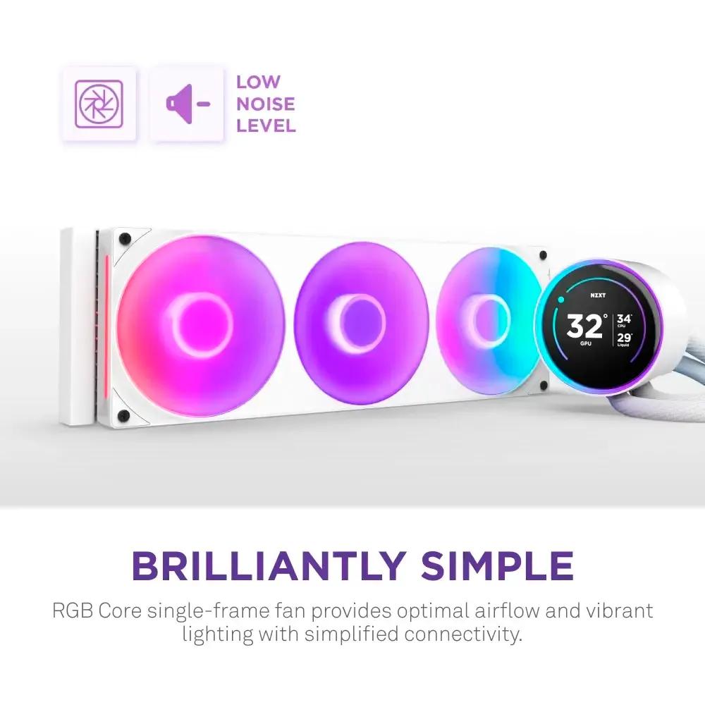 Water Cooler CPU NZXT Kraken Elite 420 RGB V2 (140 mm - 2000 RPM - Multi - Branco), miniatura 3