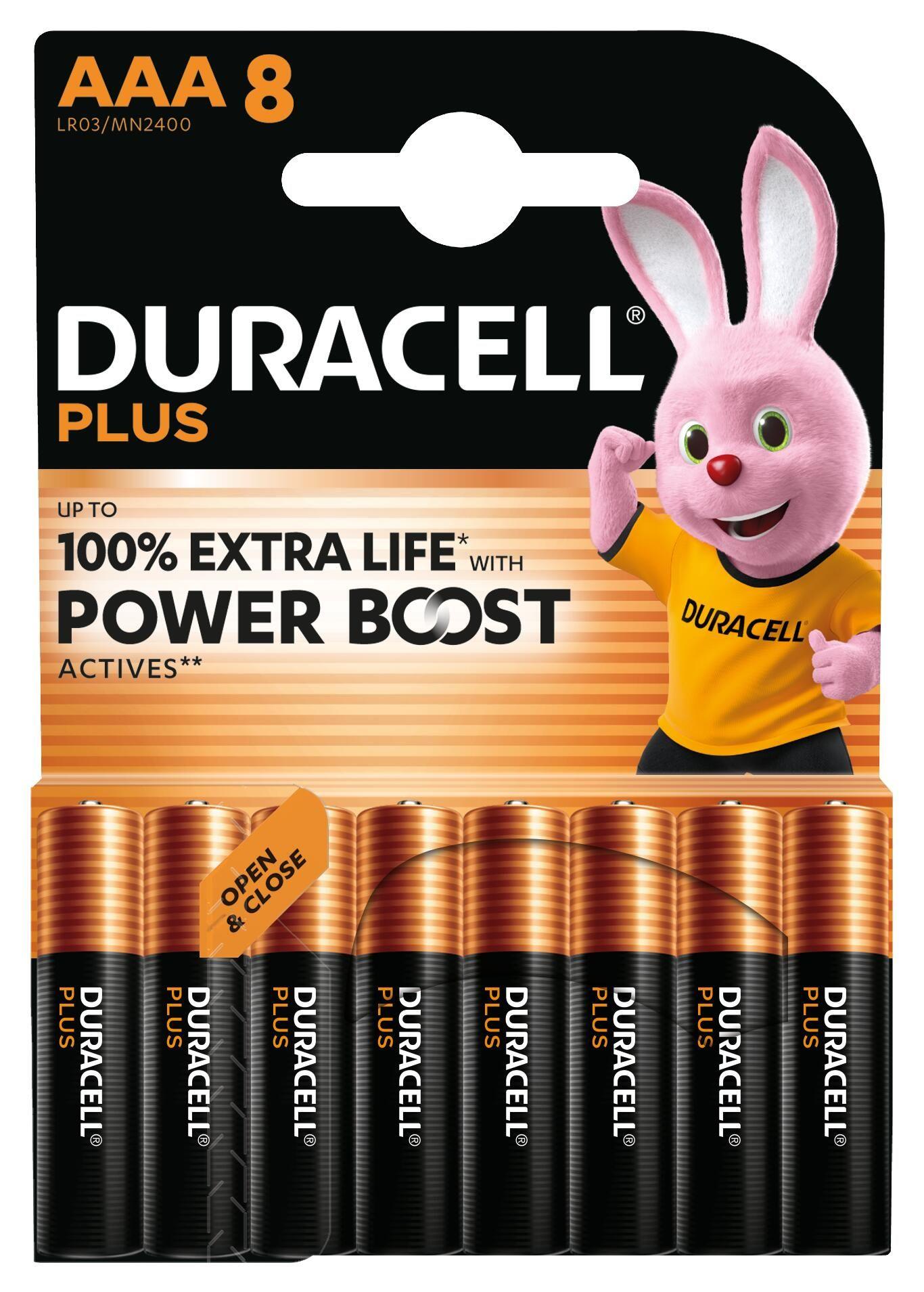 Pilhas Alcalinas DURACELL Plus AAA LR03 (Preto e Dourado)