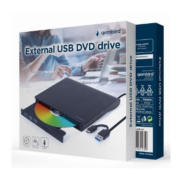 Leitor/Gravador DVD Externo GEMBIRD DVD-USB-031 (Preto) — miniatura 2