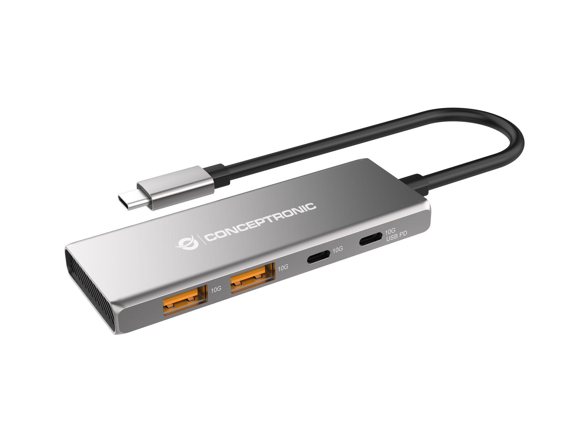 Hub USB-C CONCEPTRONIC HUBBIES15G (0,25 m - Cinzento)