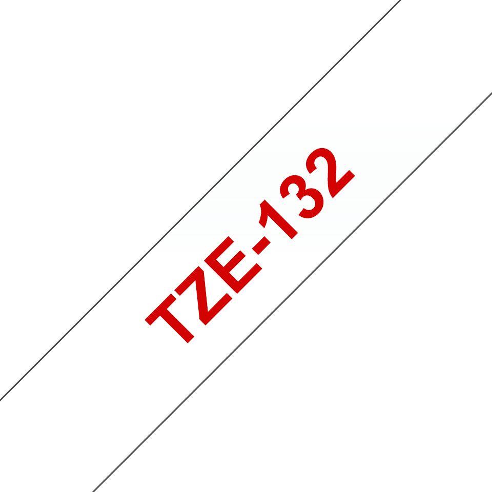 Fita de Impressão BROTHER TZe-132 (Vermelho sobre Transparente)