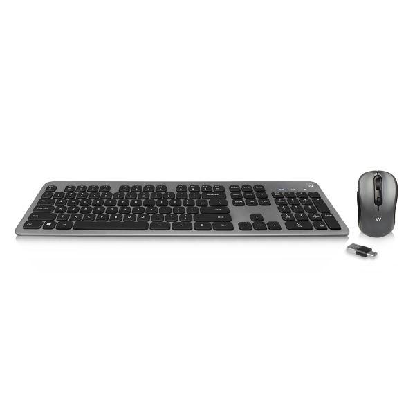 Teclado e Rato EWENT EW3259 (PT - Membrana - USB - Cinza Titânio)
