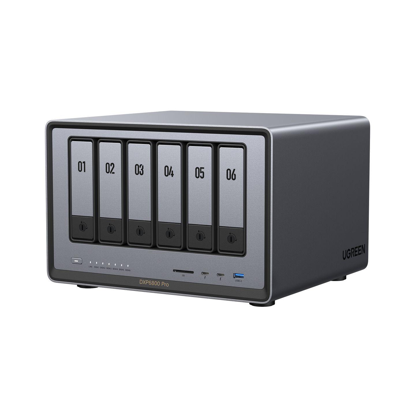 NAS UGREEN NASync DXP6800 Pro (M.2, SATA - 8 GB - 6 baias - Cinzento e Preto)