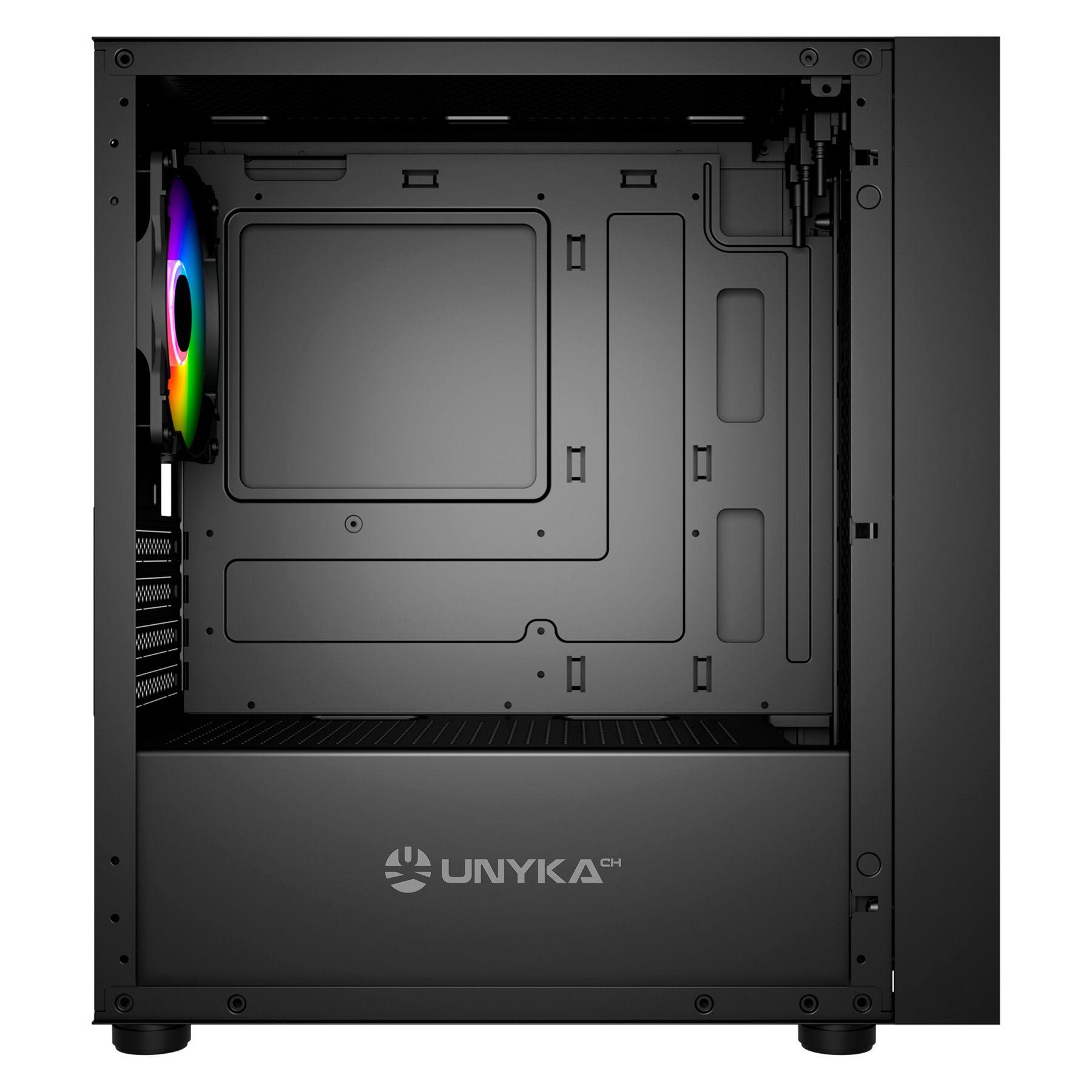 Caixa PC Gaming UNYKACH MIR B200 (ITX, micro ATX - ABS, vidro temperado - 16 cm - Preto) — miniatura 3