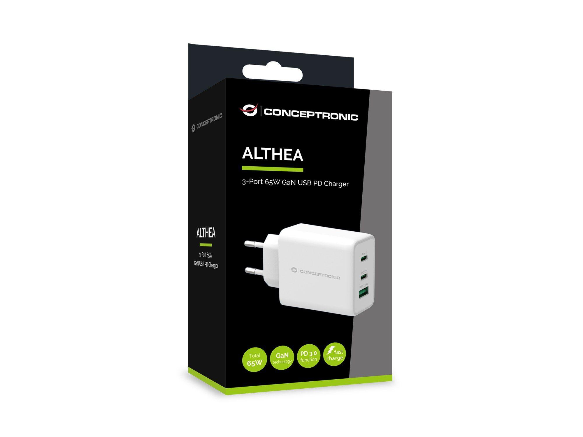 Carregador USB CONCEPTRONIC ALTHEA12W (3 Portas - Universal - Corrente alternada - Branco) — miniatura 3