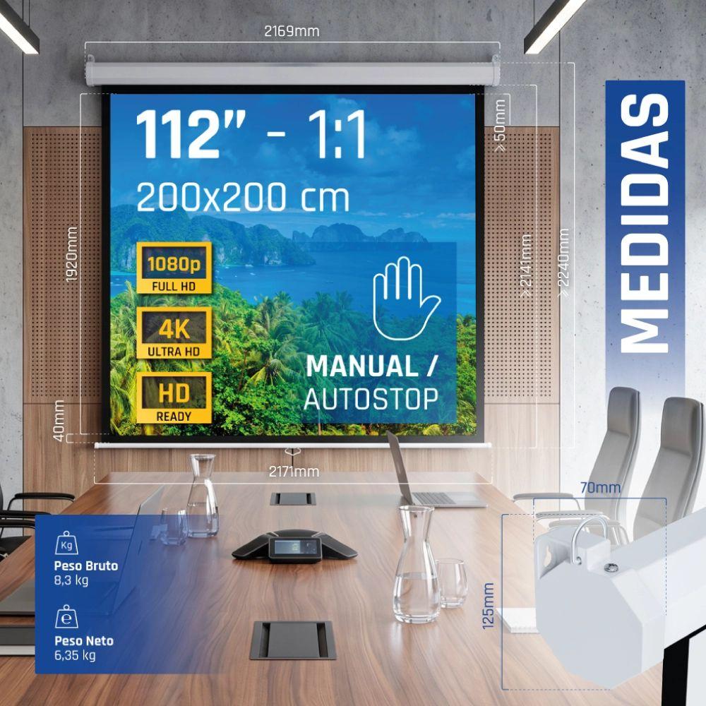Ecrã de Projeção Manual IGGUAL PSIMS200 (2,82 m - Preto e Branco) — miniatura 2