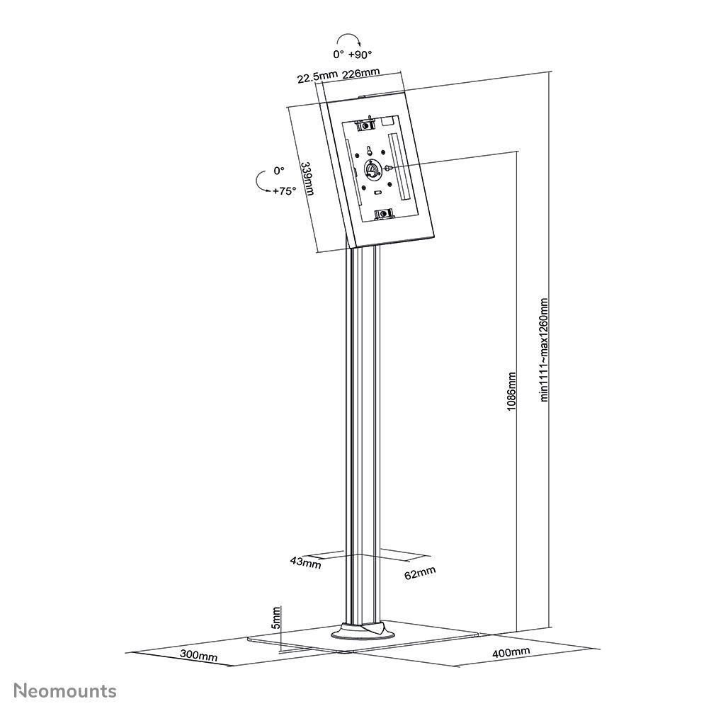 Suporte de Segurança de Chão para Tablet NEOMOUNTS FL15-650WH1 (9,7–11" - Altura Ajustável - Branco), miniatura 6