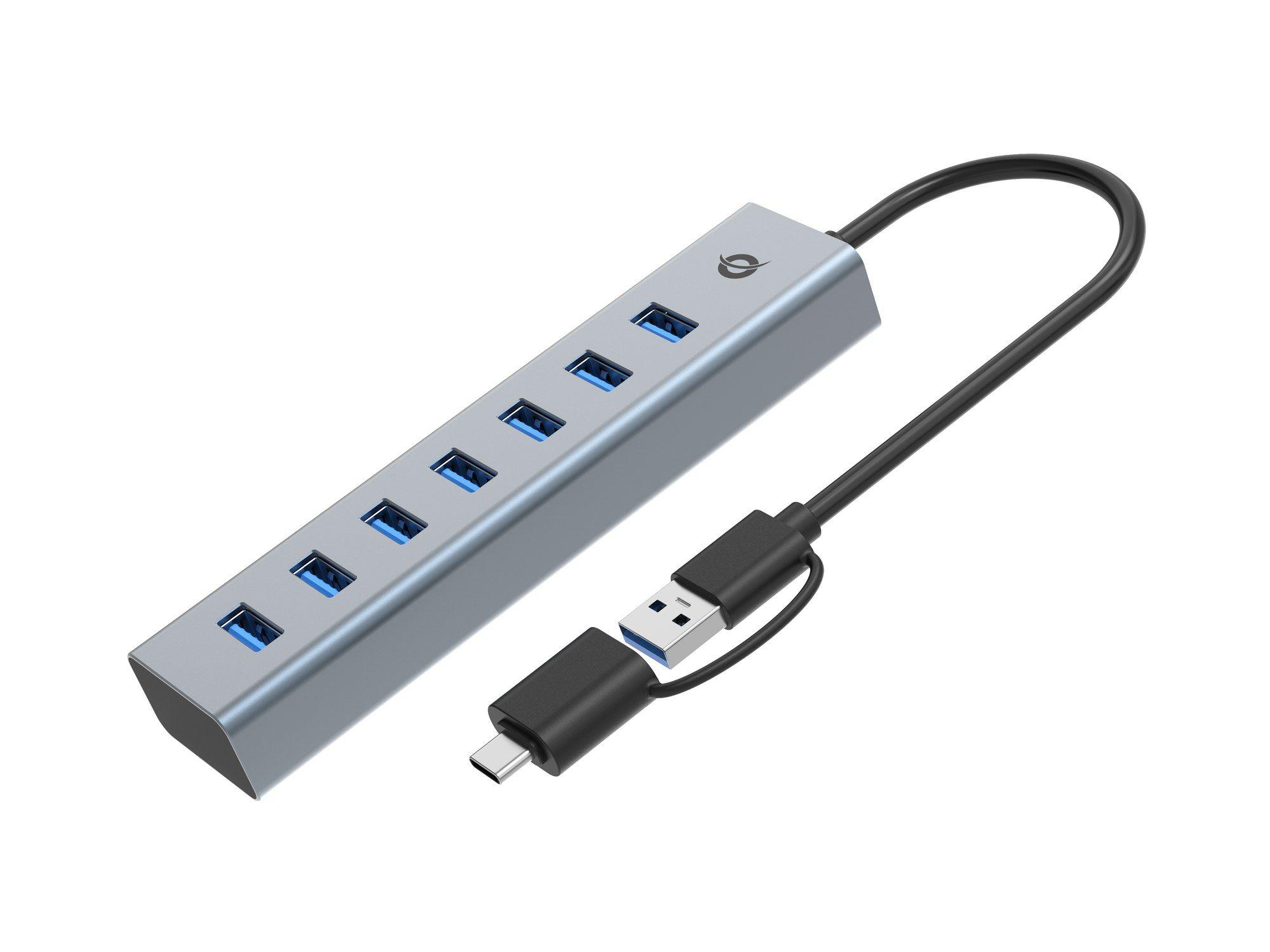 Hub USB CONCEPTRONIC HUBBIES21G (0,25 m - Cinzento)