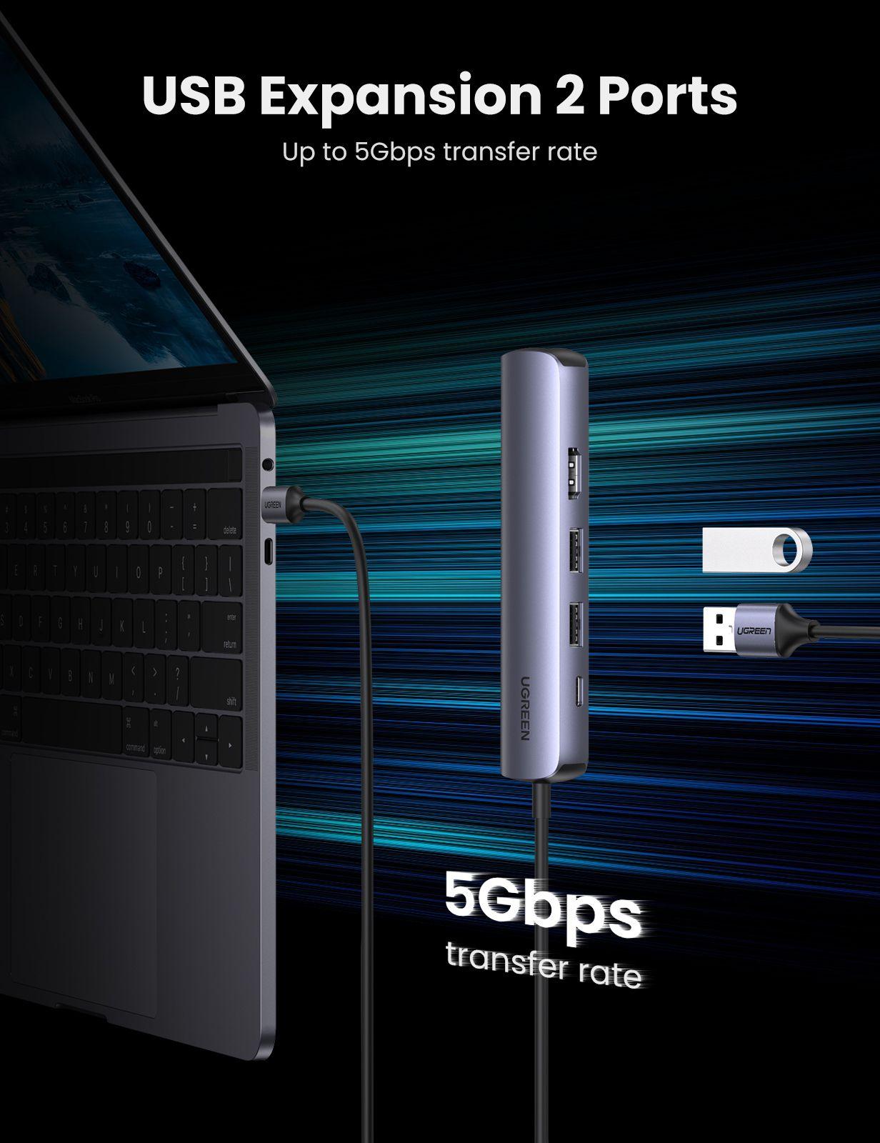 Hub USB-C UGREEN CM418 (USB 3.2 Gen 1 Type-C - Cinzento) — miniatura 6