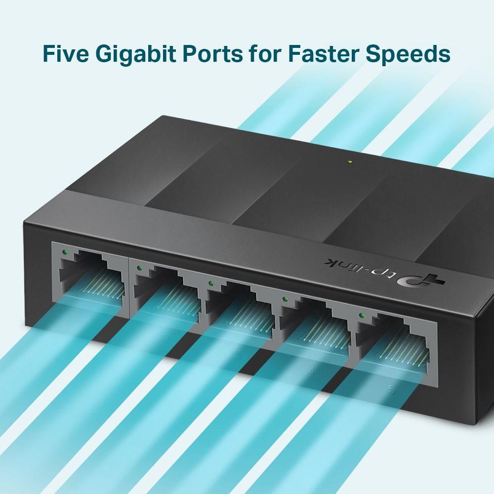 Switch TP-LINK LS1005G (5 Portas - 1,5 MB - 10 Gbit/s - Preto) — miniatura 3