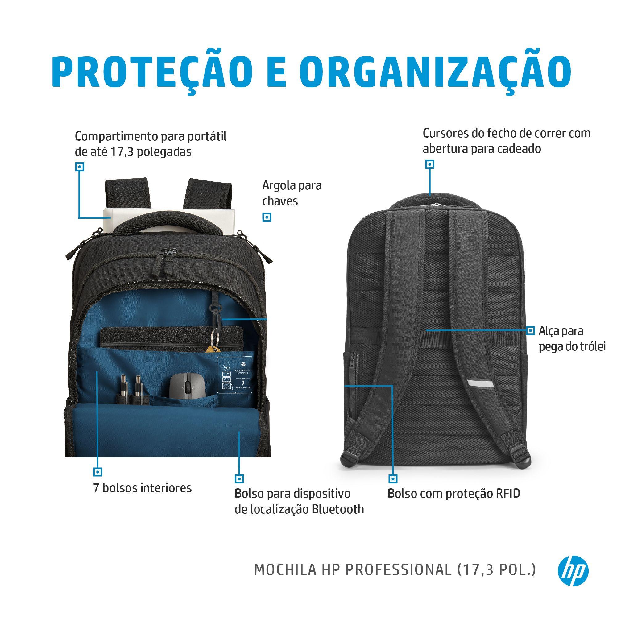 Mochila HP Professional 17.3 Backpack 500S6AA (Poliéster - 43,9 cm - Altura 14 cm - Preto), miniatura 7
