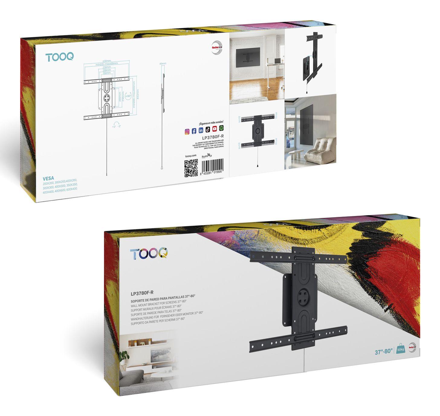 Suporte de Parede para TV TOOQ LP3780F-R (200 x 200 mm - 600 x 400 mm - 600 x 400 mm - 200 x 200 mm - Preto), miniatura 9