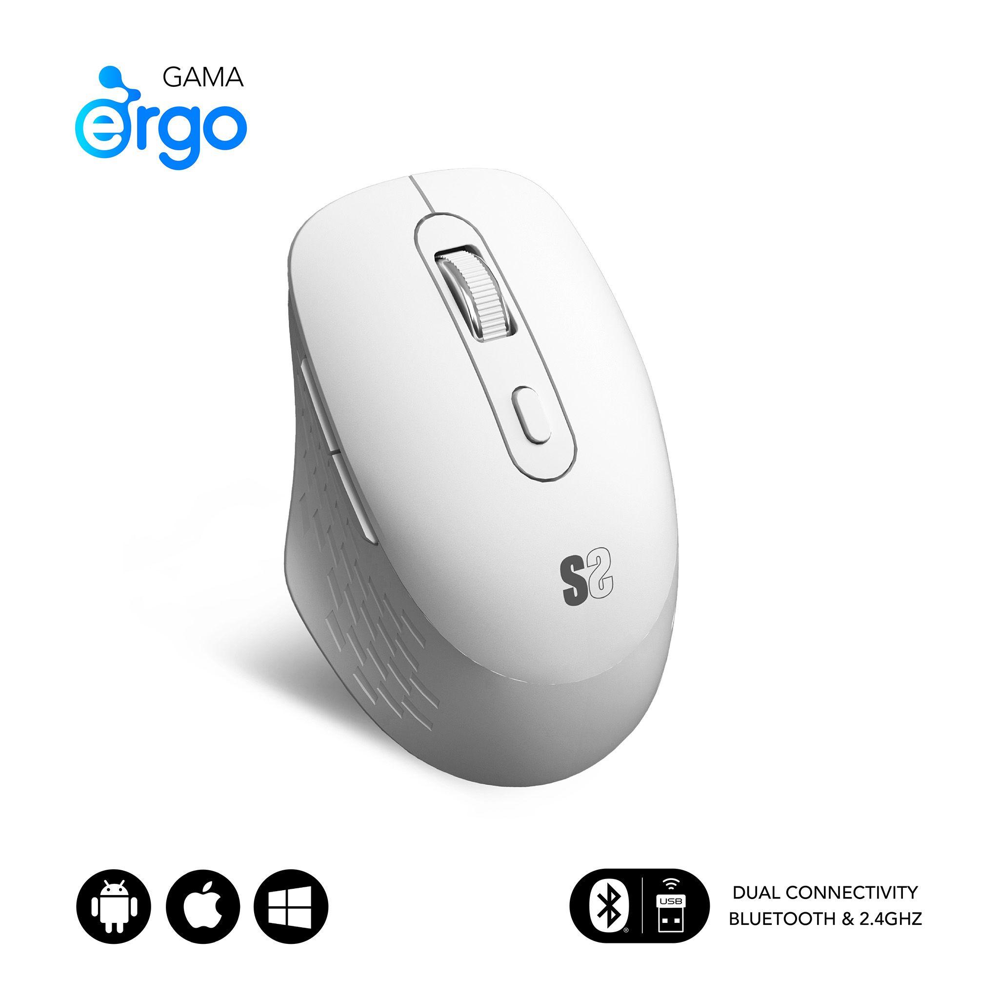 Rato SUBBLIM Curve Ergo Dual (Mão direita - 1600 DPI - Ótico - Branco)