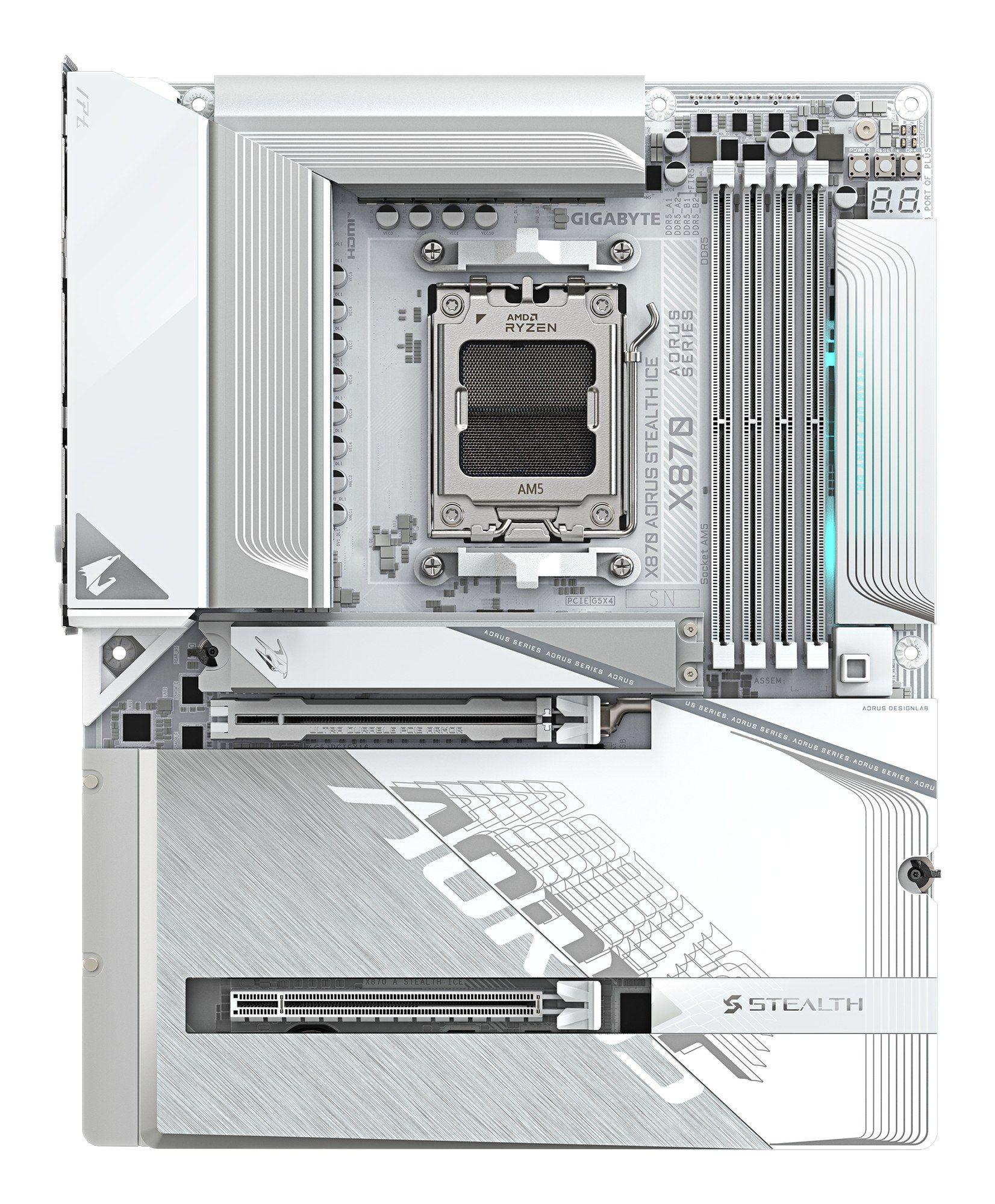 Motherboard GIGABYTE X870 AORUS STEALTH ICE (AM5 - ATX - Duplo canal - Branco), miniatura 2