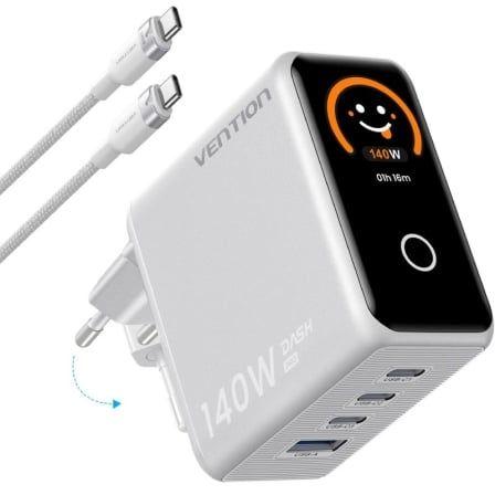 Carregador de Parede VENTION TZ-FCOI0-EU (140 W - GaN - Preto)