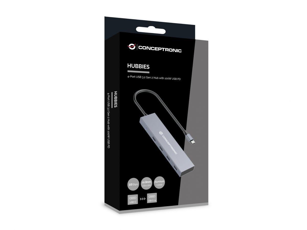 Hub USB-C CONCEPTRONIC HUBBIES14G (0,25 m - Cinzento) — miniatura 3