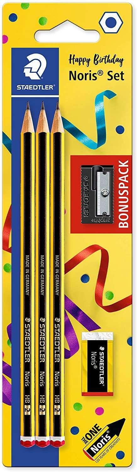 Conjunto de Lápis de Grafite STAEDTLER Noris 120 (3 lápis HB, borracha e afia-lápis)