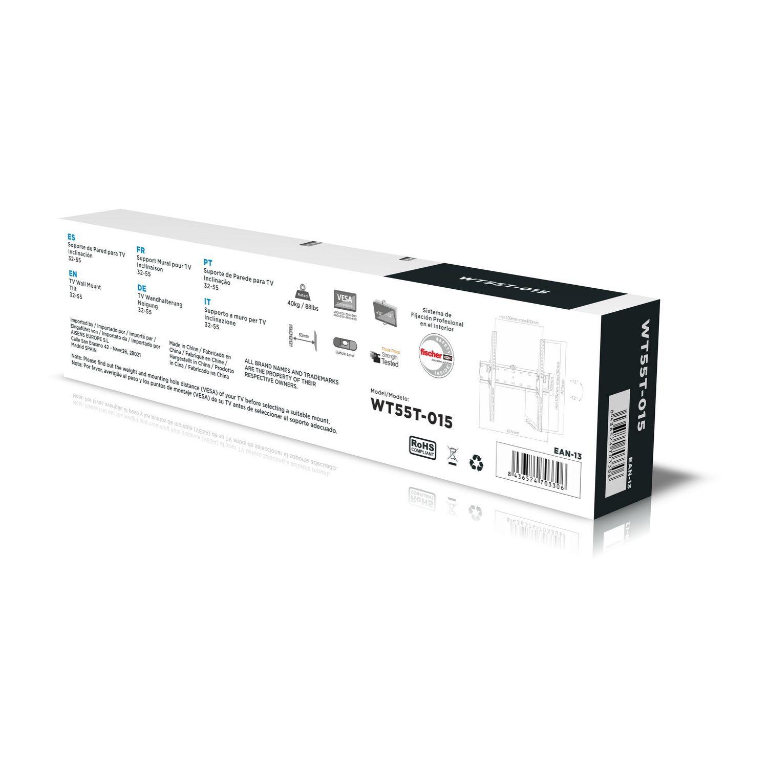 Suporte de Parede TV/Monitor AISENS WT55T-015 (32-55" - Inclinação ±12° - Preto), miniatura 7