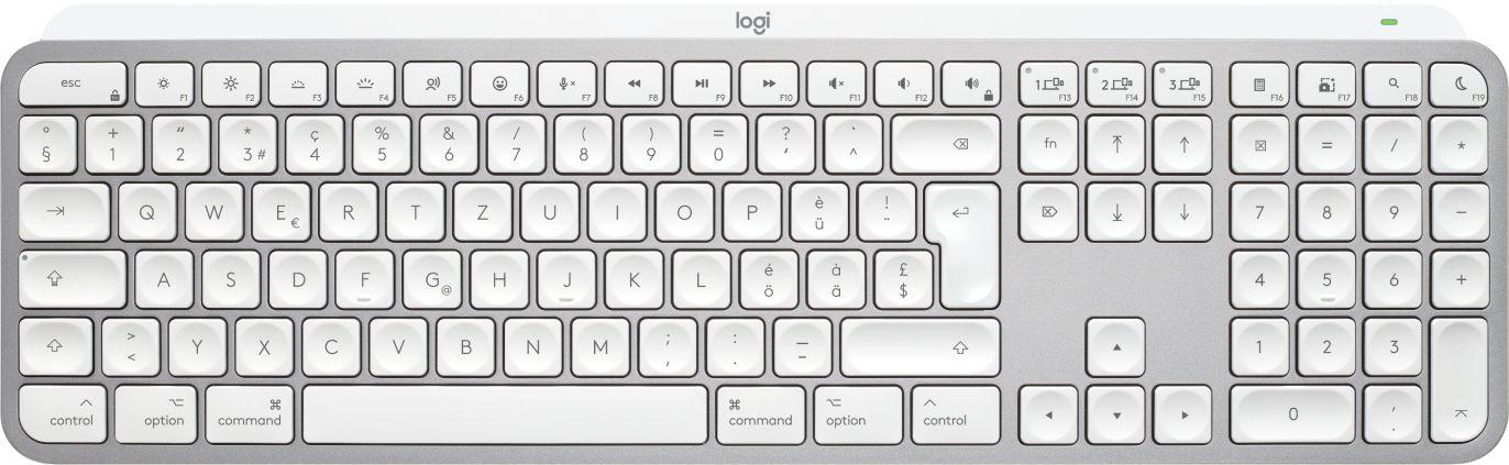 Teclado LOGITECH MX Keys S for Mac (Suíço - Teclas tesoura - Tamanho completo - Cinza-claro)