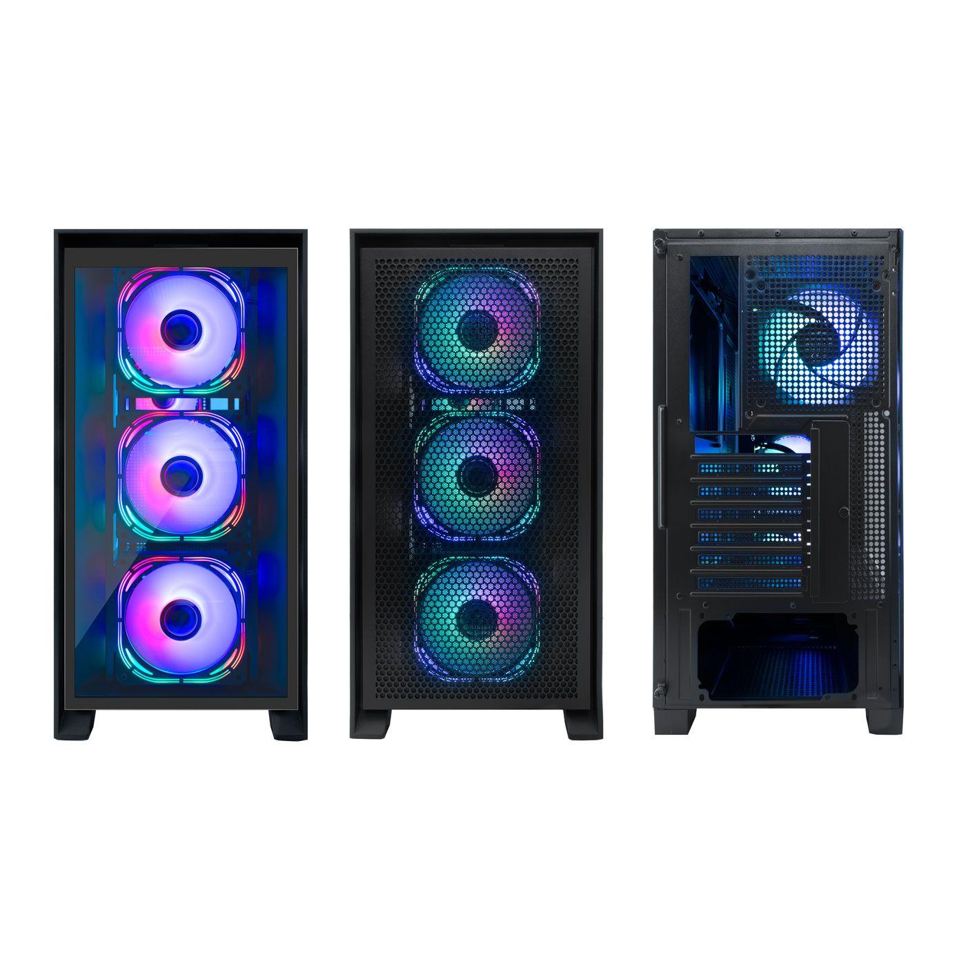 Caixa de PC COOLBOX GE2000 DualView (ATX, Micro ATX, Mini-ITX - Torre - SGCC, vidro temperado - Preto) — miniatura 3