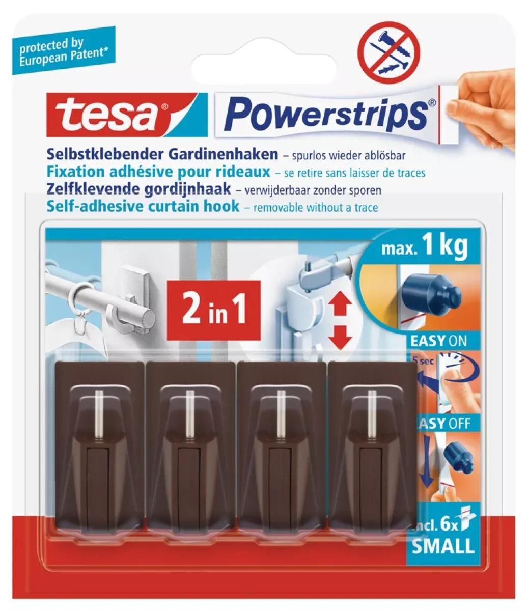 Ganchos Autocolantes para Varão de Cortinado TESA Powerstrips Vario (Castanho) — miniatura 2