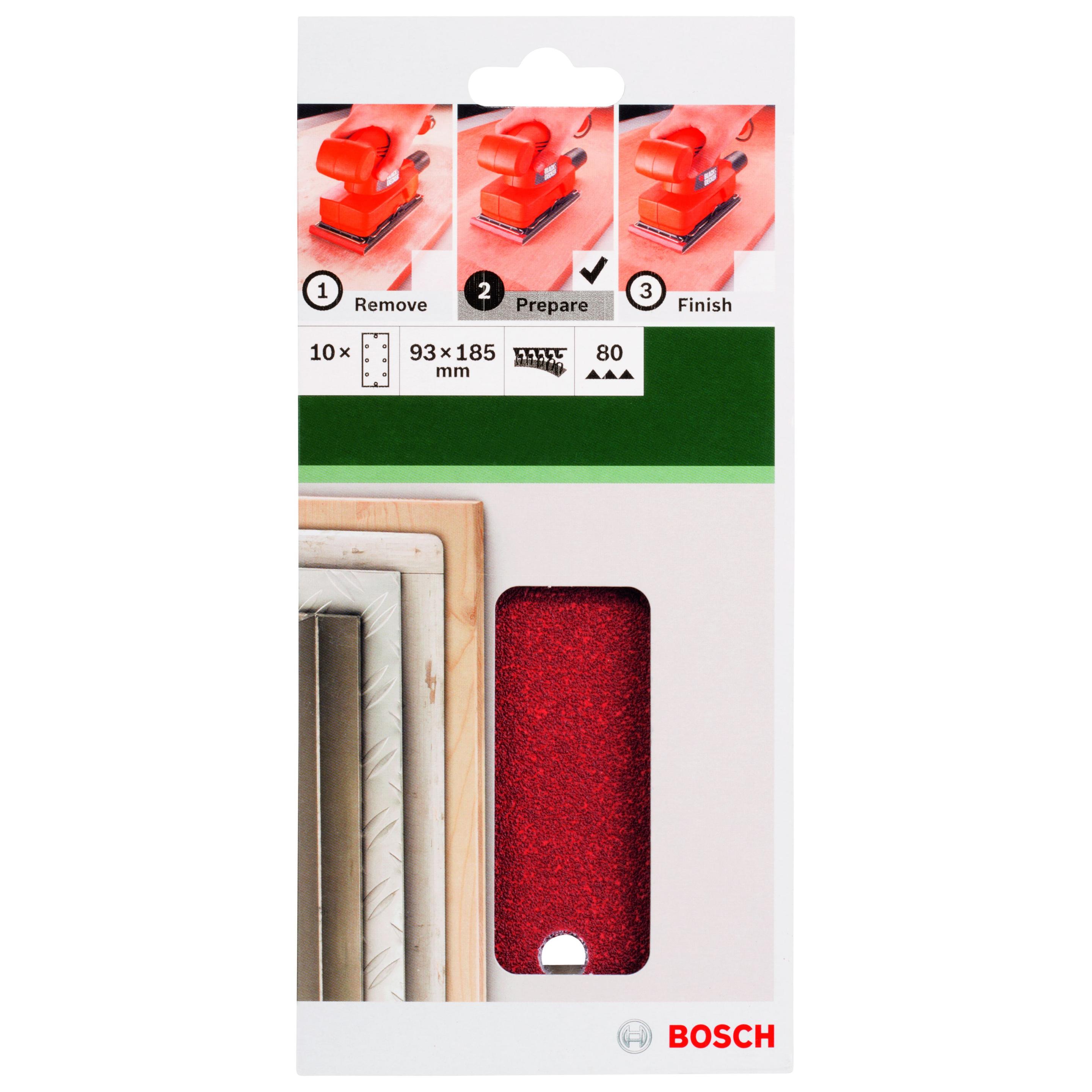 Folhas de Lixa para Lixadora Vibratória BOSCH 2609256A89 (G80 - 93 x 185 mm - 8 furos), miniatura 3