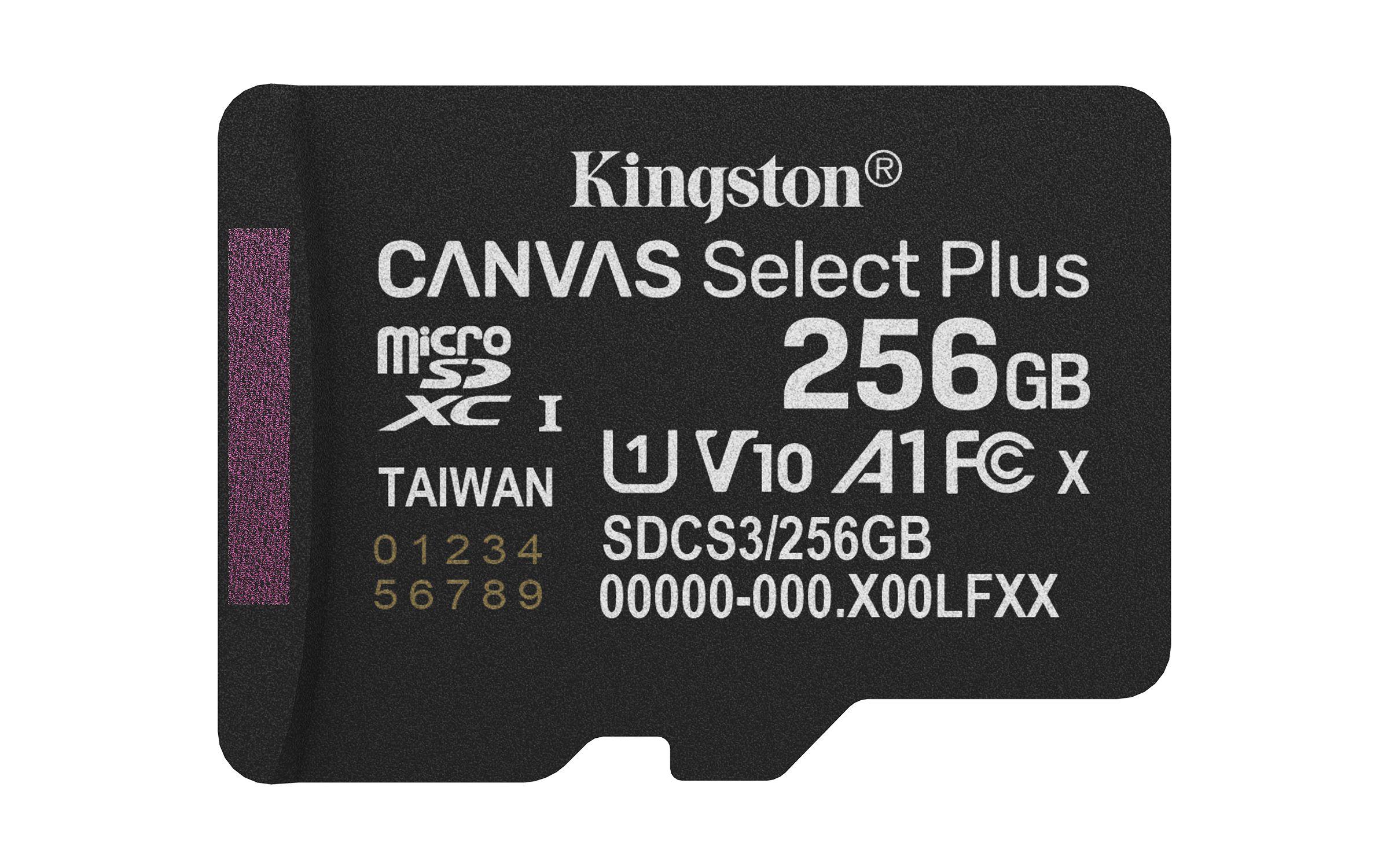 Cartão de Memória KINGSTON Canvas Select Plus Gen3 SDCS3/256GBSP (256GB - Classe 10 - 150 MB/s - Preto)