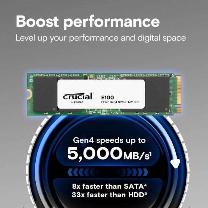 SSD Interno CRUCIAL E100 CT480E100SSD8 (480 GB - M.2 2280 - NVMe PCIe Gen4 x4 - Verde) — miniatura 2