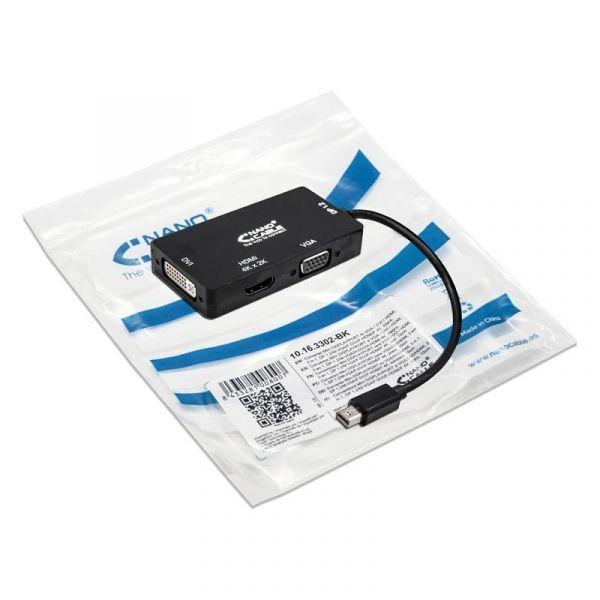 Conversor NANOCABLE 10.16.3302-BK Mini DisplayPort para VGA/DVI/HDMI (0,15 m - Mini DisplayPort - VGA/DVI/HDMI - Preto), miniatura 3
