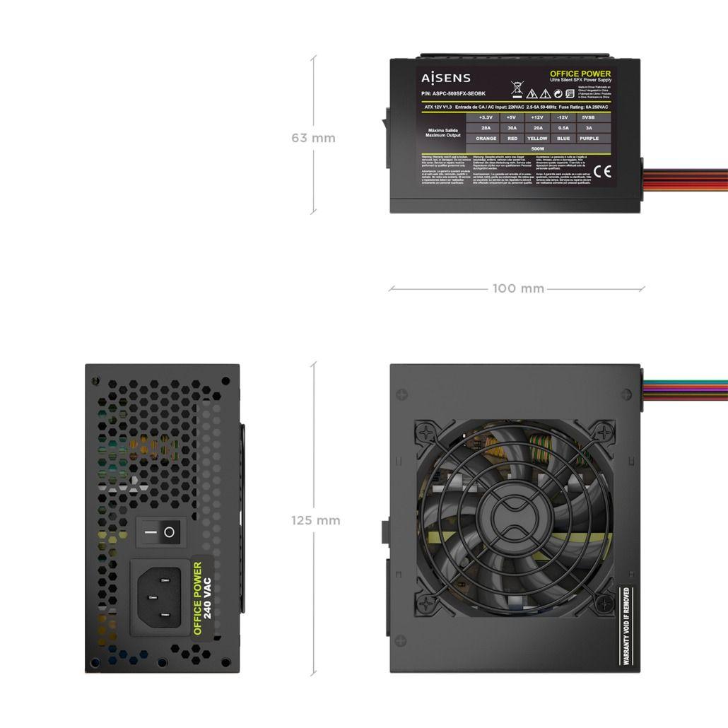 Fonte de Alimentação AISENS ASPC-500SFX-SEOBK (SFX - 500 W - Preto), miniatura 3