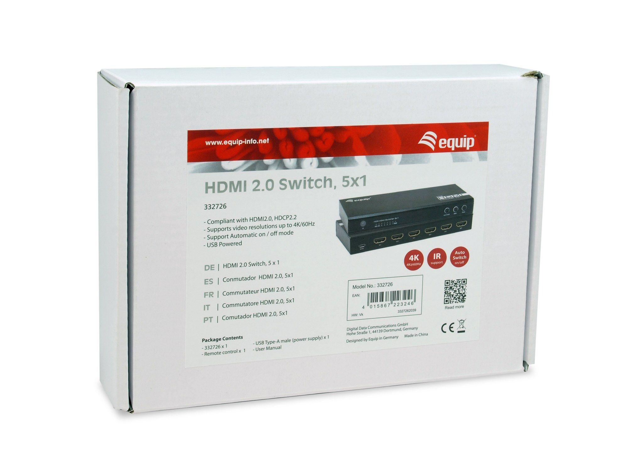 Comutador HDMI EQUIP 392943 (60 Hz - Preto), miniatura 5