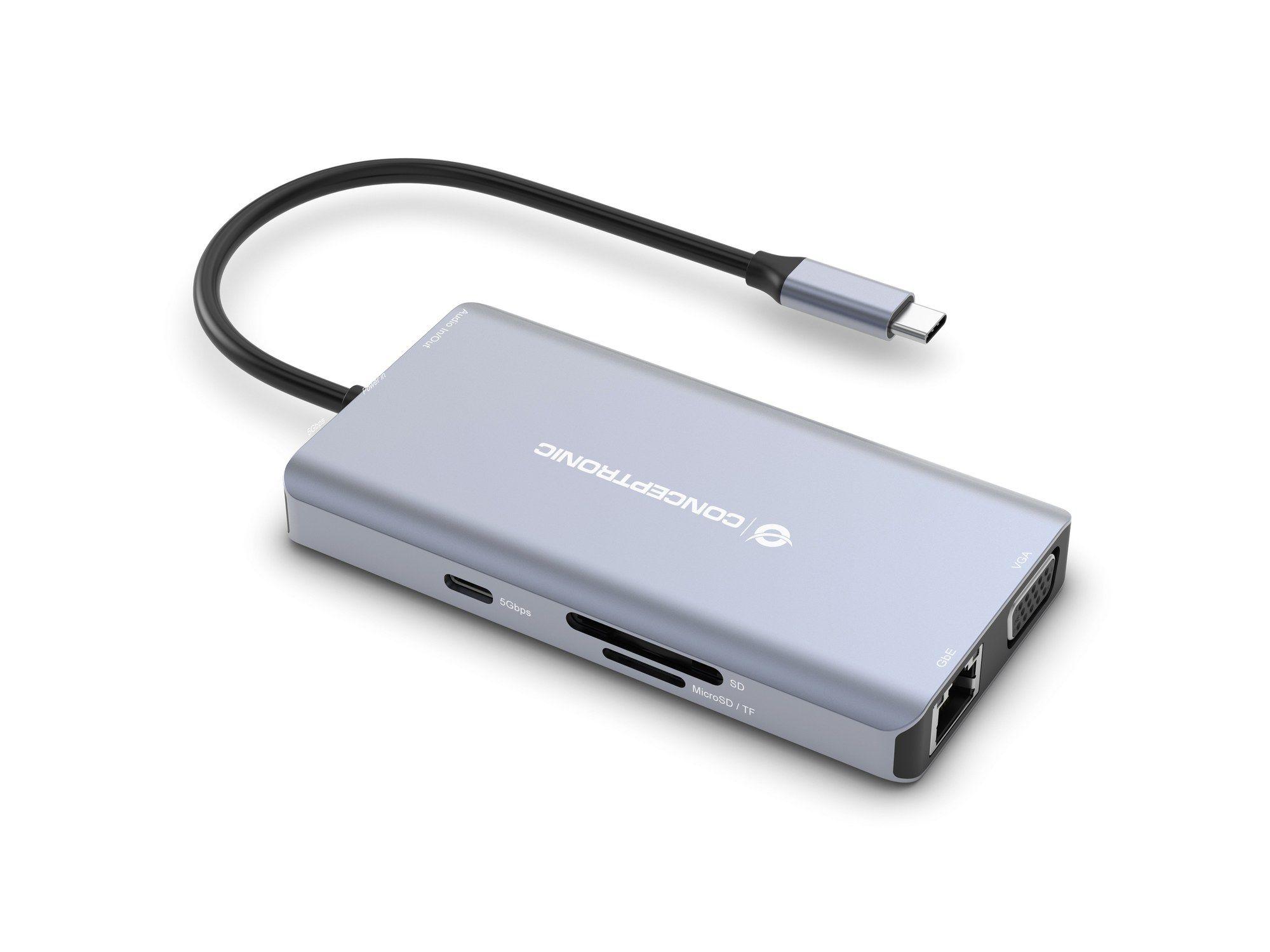 Doca USB-C CONCEPTRONIC DONN20G (0,25 m - Cinzento) — miniatura 2