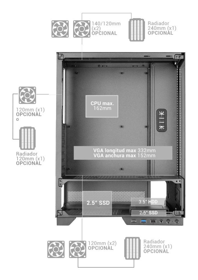 Caixa PC MARS GAMING MCPULSARW (ATX, Micro ATX, Mini-ITX - Midi Tower - Vidro temperado - Branco) — miniatura 4