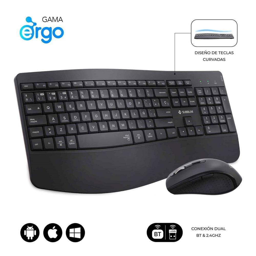 Teclado e Rato SUBBLIM ProWave Dual Office SUBKBC-DCOPW2 (Espanhol - Membrana - Tamanho completo - Preto)