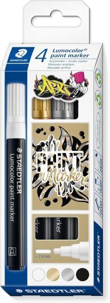 Marcadores de Tinta Acrílica STAEDTLER Lumocolor 349 C4 (Cores metálicas sortidas)