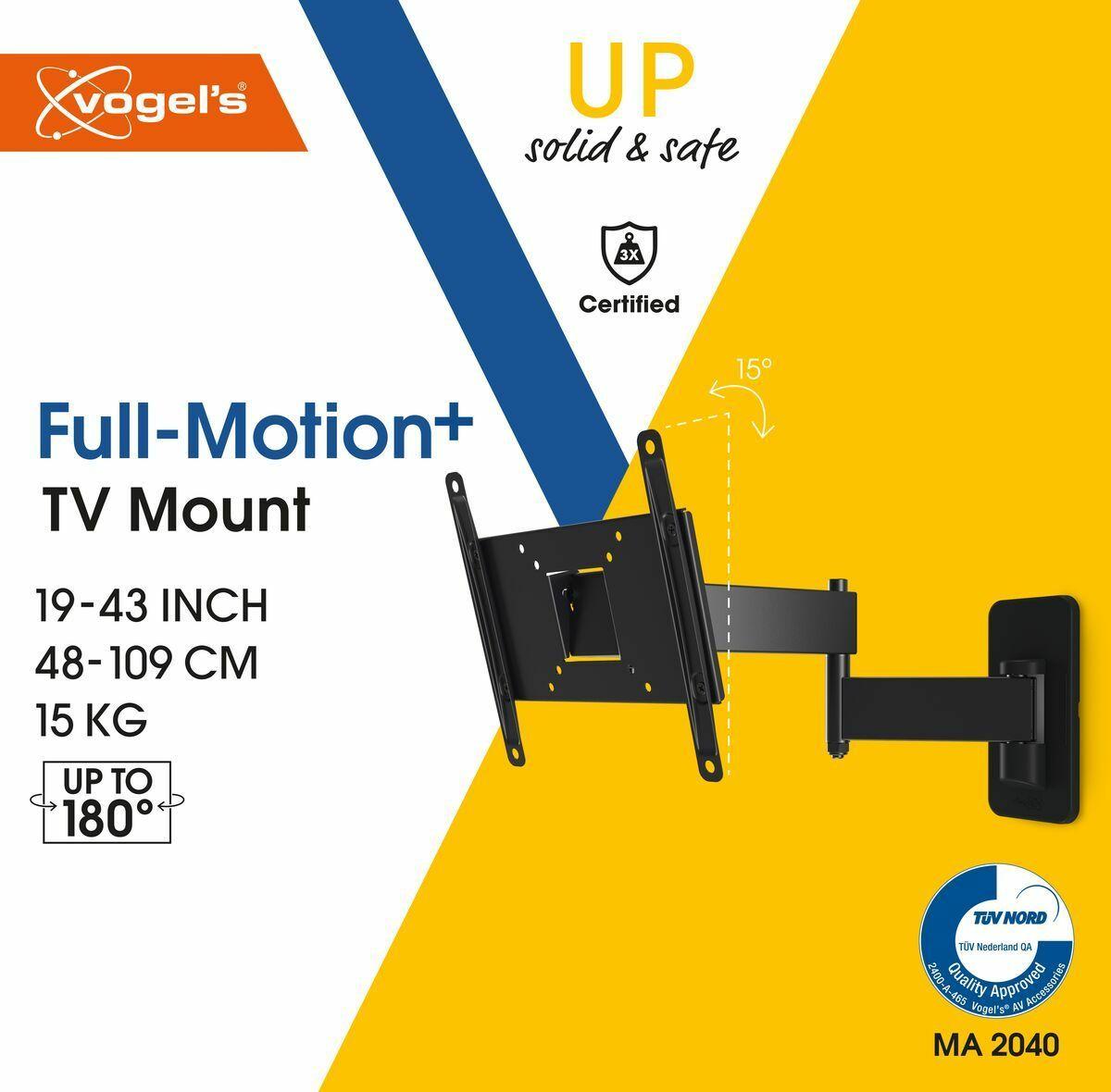 Suporte de Parede para TV VOGEL'S MA2040-C1 (19-43" - 15 kg - Preto), miniatura 2