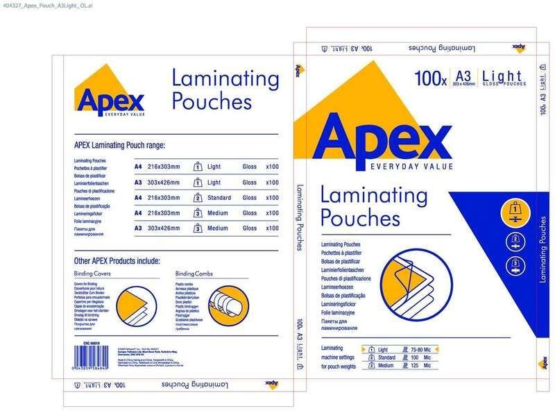 Bolsas para Plastificação FELLOWES Apex 6001901 (Transparente)