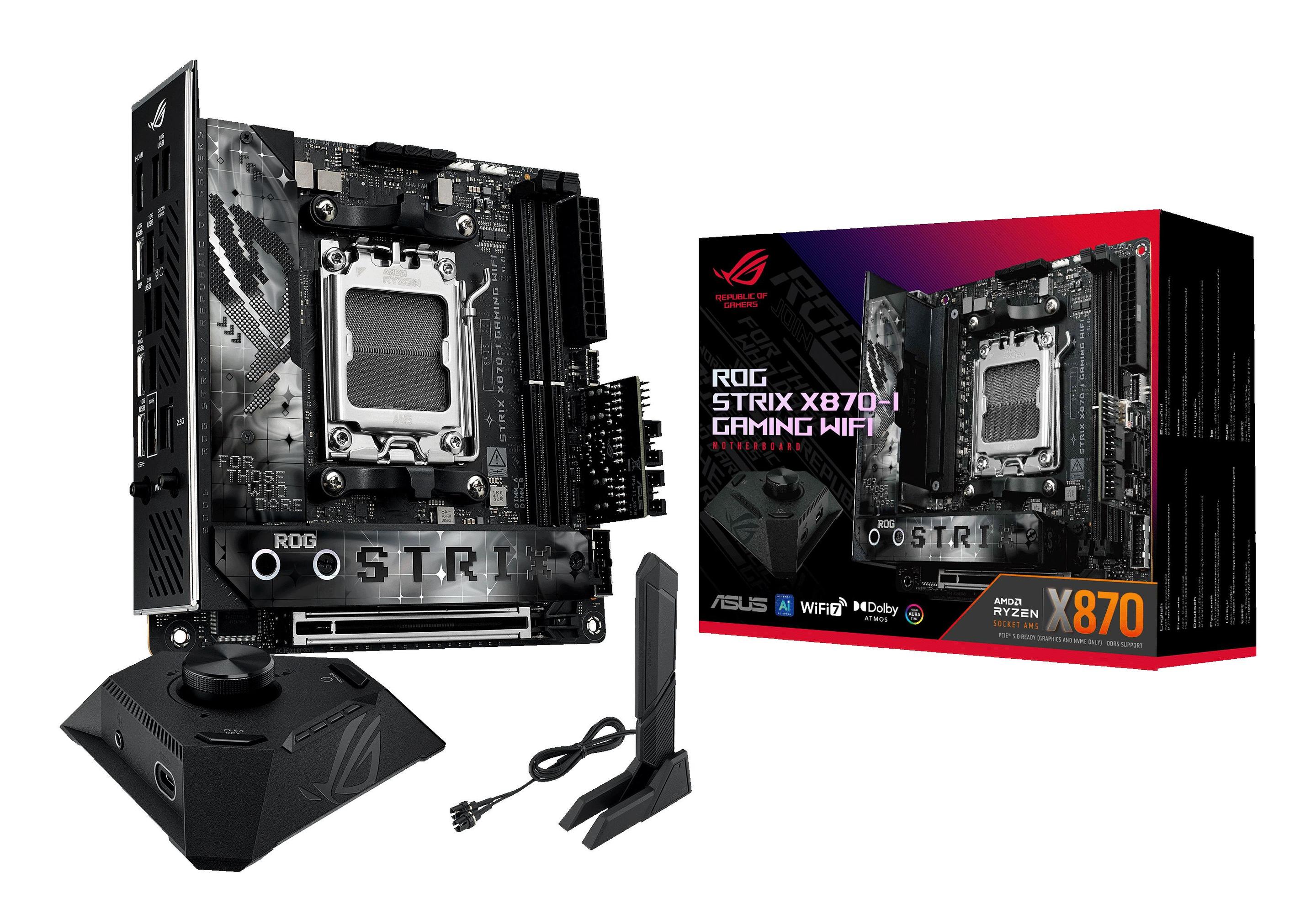 Motherboard ASUS ROG Strix X870-I Gaming WiFi (AM5 - Mini-ITX - Duplo canal - Preto)