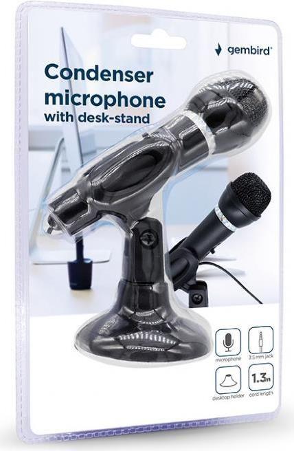 Microfone de Mesa Condensador GEMBIRD MIC-D-04 (3.5 mm - Com fios - Preto)